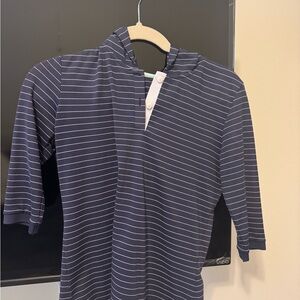FootJoy Navy Blue Striped Polo Hoodie